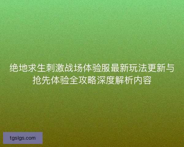 绝地求生刺激战场体验服最新玩法更新与抢先体验全攻略深度解析内容